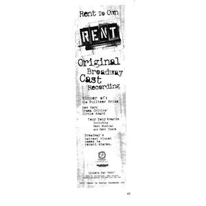 RENT Original Broadway Cast Advertisement 1990s  Vintage Print Ad